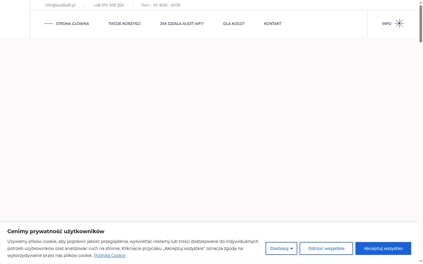 Captura de ecrã do banner de consentimento apresentado antes de qualquer interação