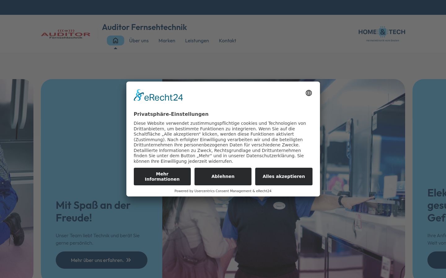 Capture d'écran de la bannière de consentement affichée avant toute interaction
