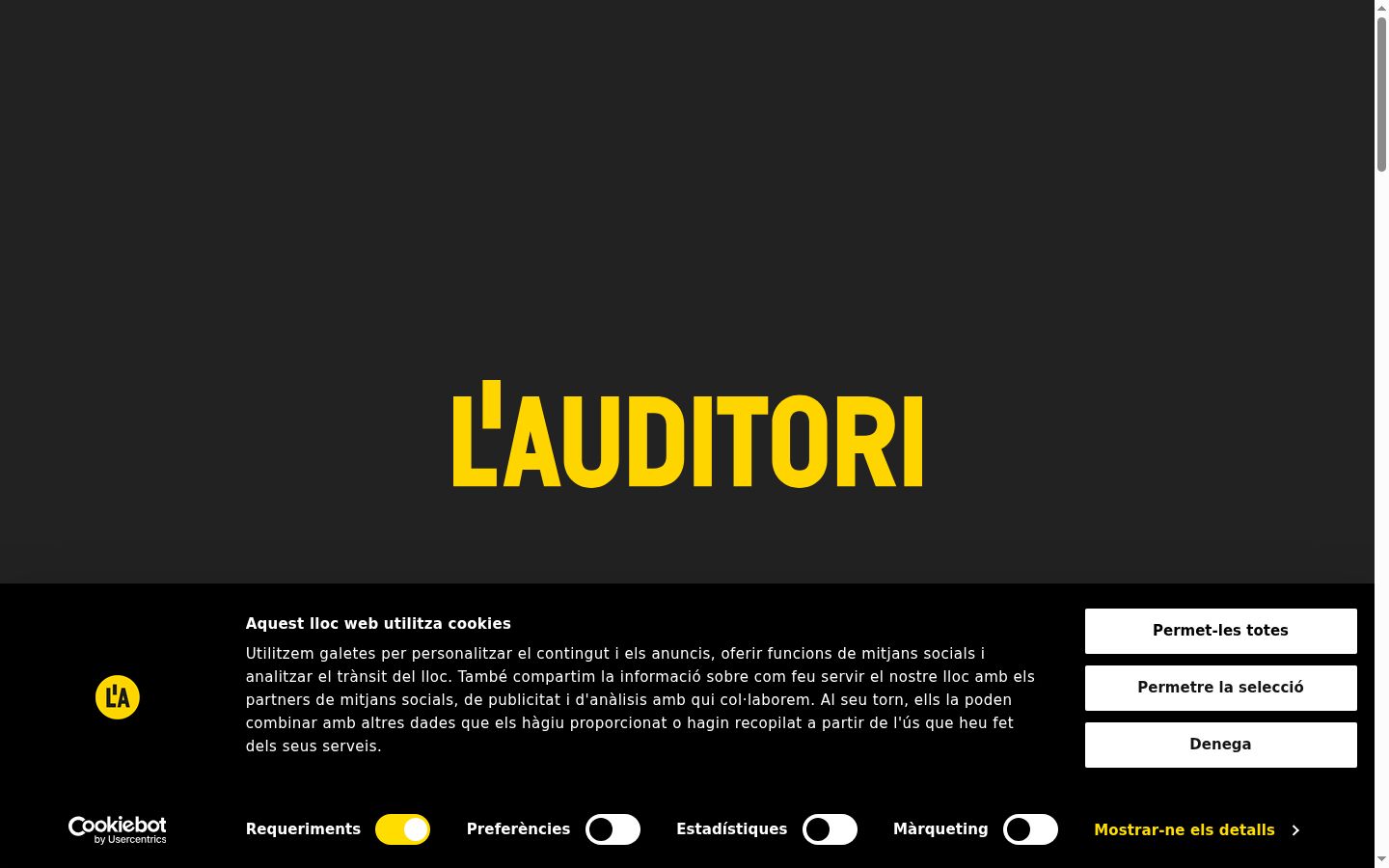 Screenshot del banner di consenso mostrato prima di qualsiasi interazione
