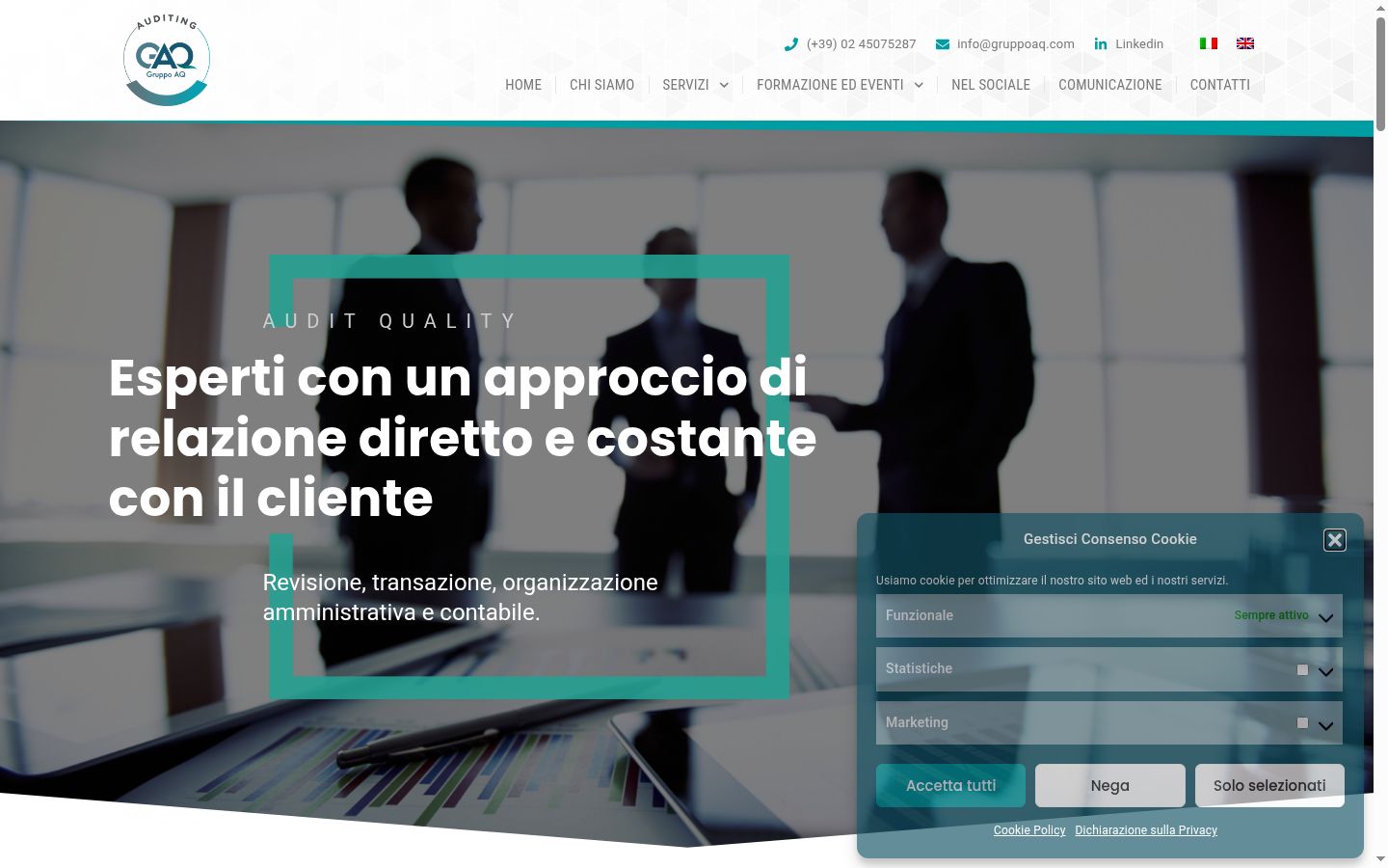 Screenshot del banner di consenso mostrato prima di qualsiasi interazione