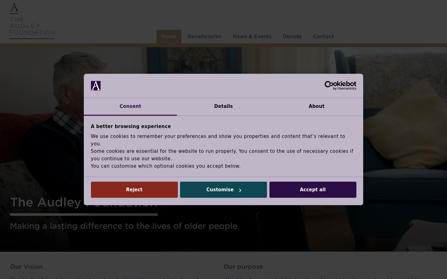 Capture d'écran de la bannière de consentement affichée avant toute interaction