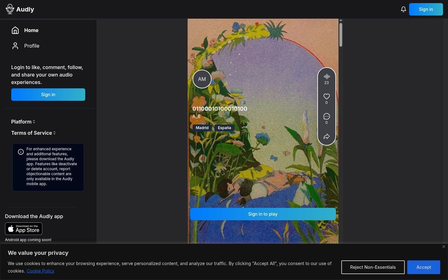 Screenshot tal-banner tal-kunsens muri qabel kwalunkwe interazzjoni
