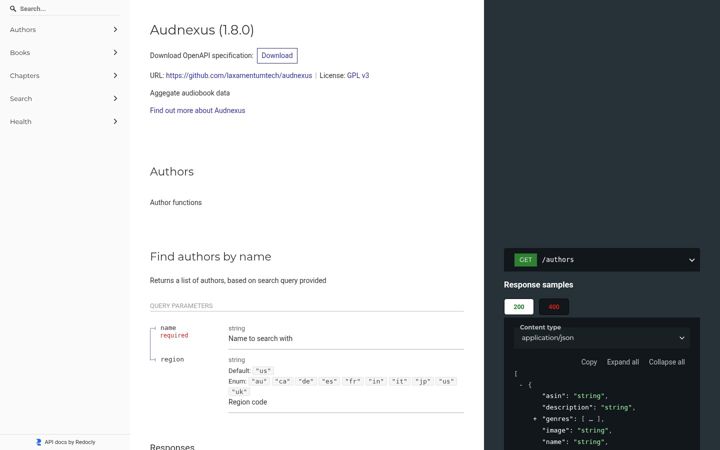 Screenshot of audnex.us