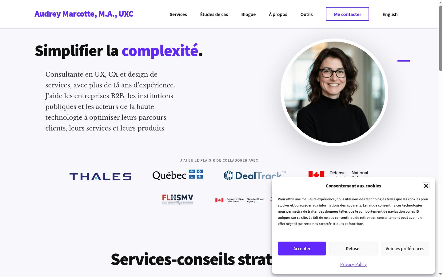 Captura de ecrã do banner de consentimento apresentado antes de qualquer interação