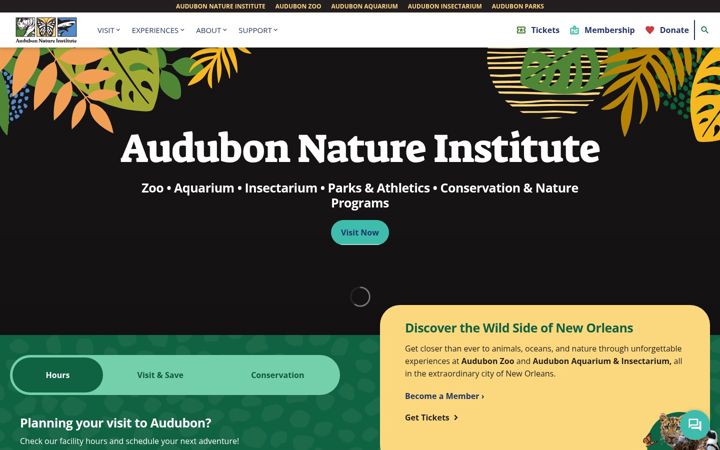 Screenshot of audubonnatureinstitute.org