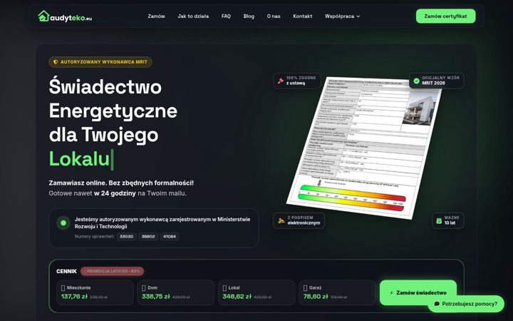 Snimka zaslona za audyteko.eu