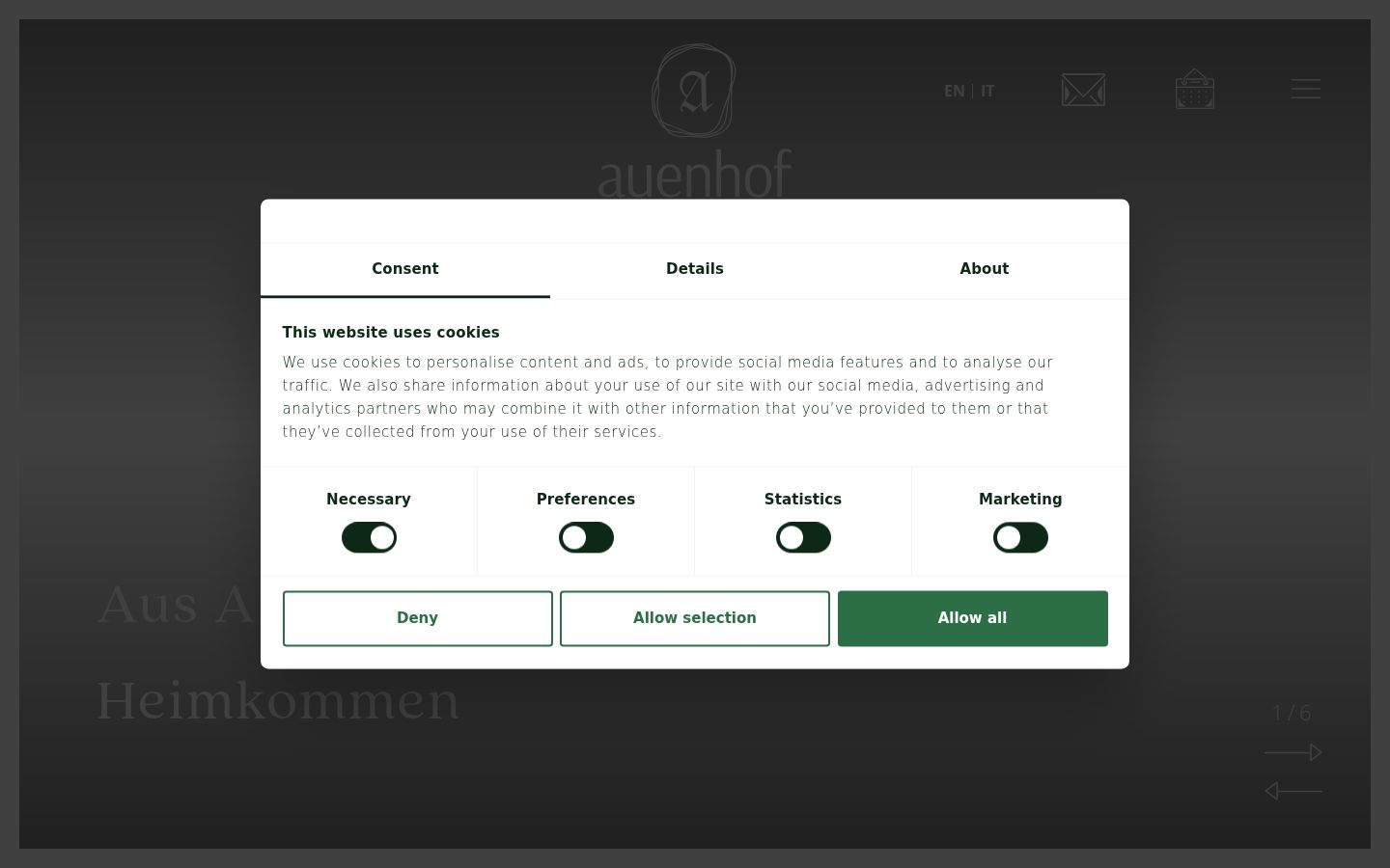 Screenshot of the consent banner shown before any interaction