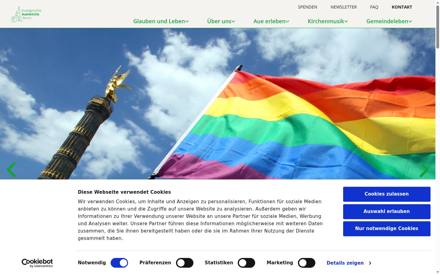Screenshot des Einwilligungsbanners vor jeglicher Interaktion