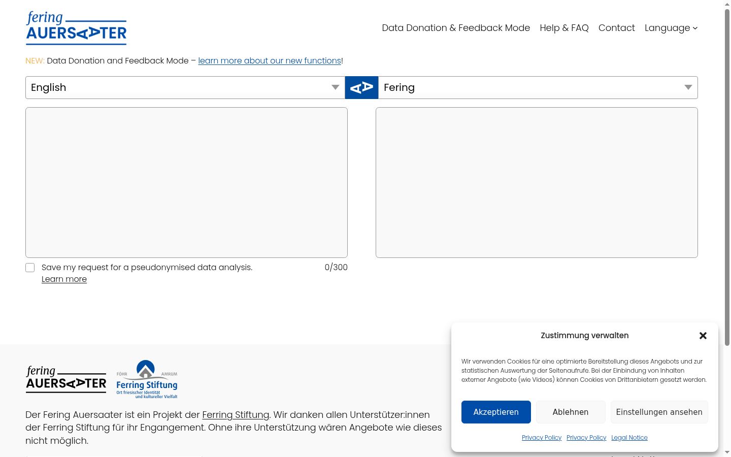 Capture d'écran de la bannière de consentement affichée avant toute interaction