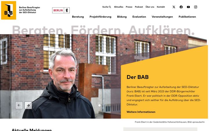 Skærmbillede af aufarbeitung-berlin.de