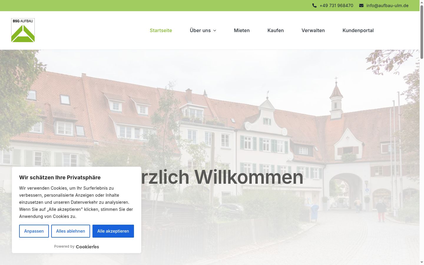 Screenshot of the consent banner shown before any interaction