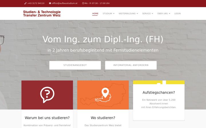 Screenshot of aufbaustudium.at