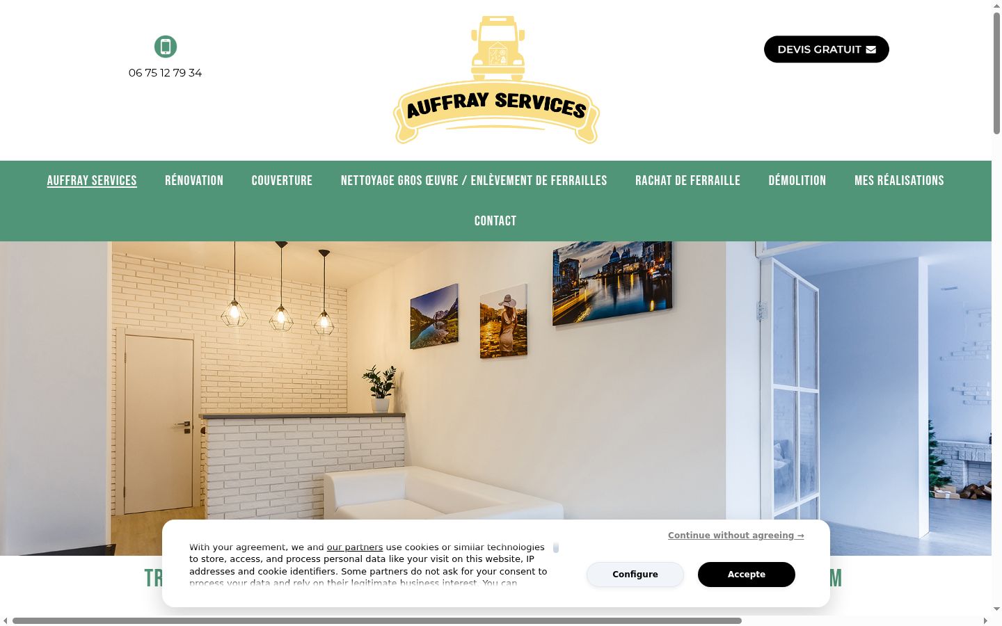 Ekrānuzņēmums ar piekrišanas baneri, kas tika rādīts pirms jebkādas mijiedarbības