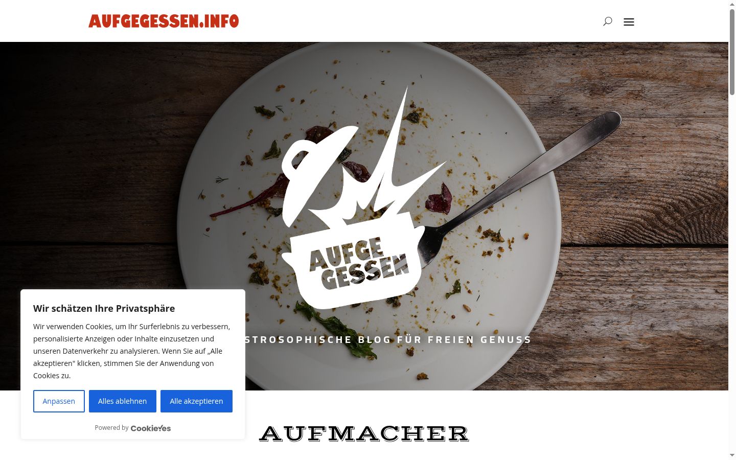 Screenshot of the consent banner shown before any interaction