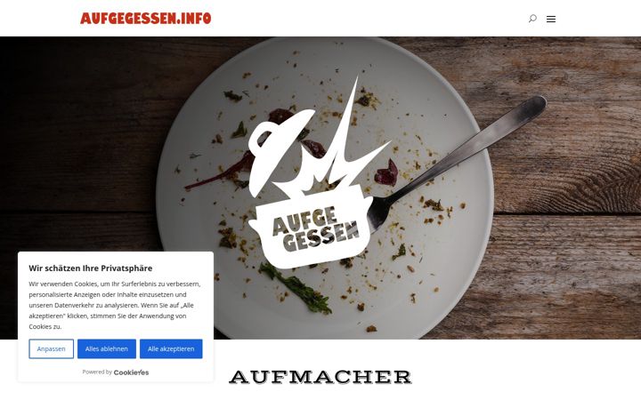 Screenshot of aufgegessen.info