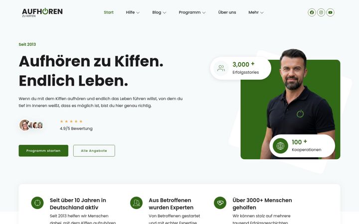 Screenshot of aufhoerenzukiffen.de