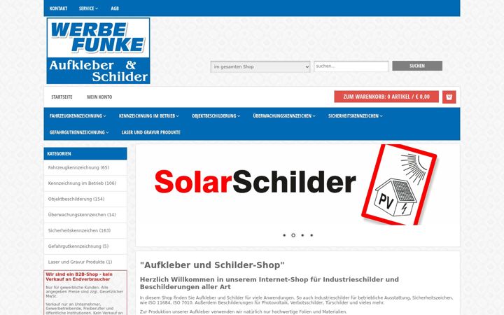 Screenshot di aufkleber-schilder-shop.de