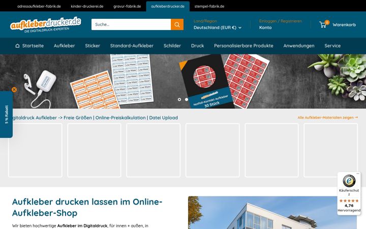 Screenshot of aufkleberdrucker.de