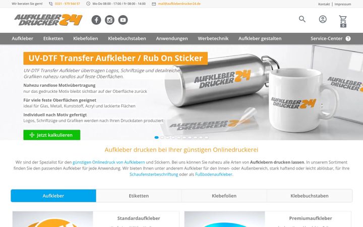 Screenshot of aufkleberdrucker24.de