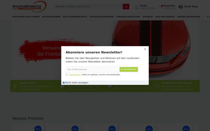 Screenshot of aufkleberfuerauto.de
