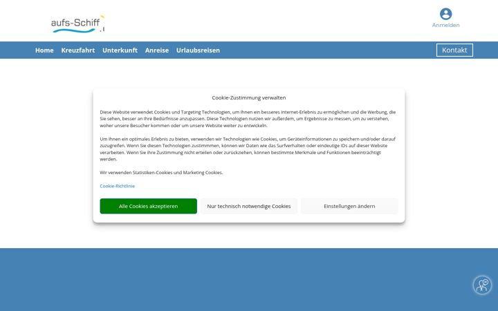 Screenshot von aufs-schiff.de
