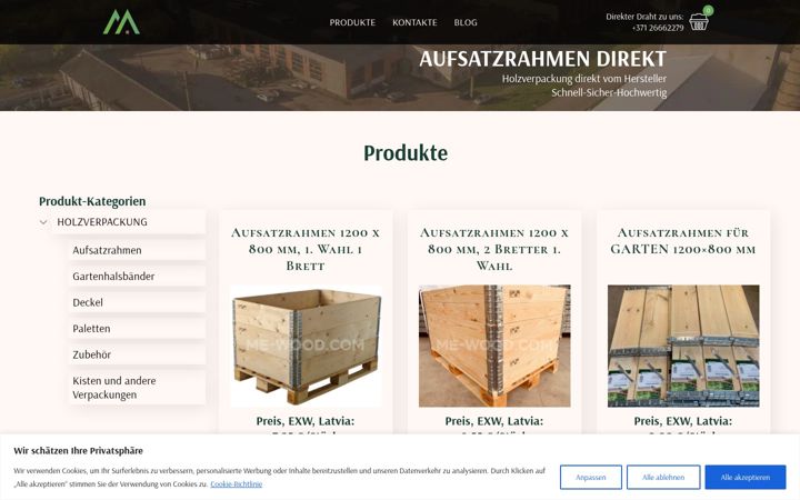 Screenshot του aufsatzrahmen-direkt.de