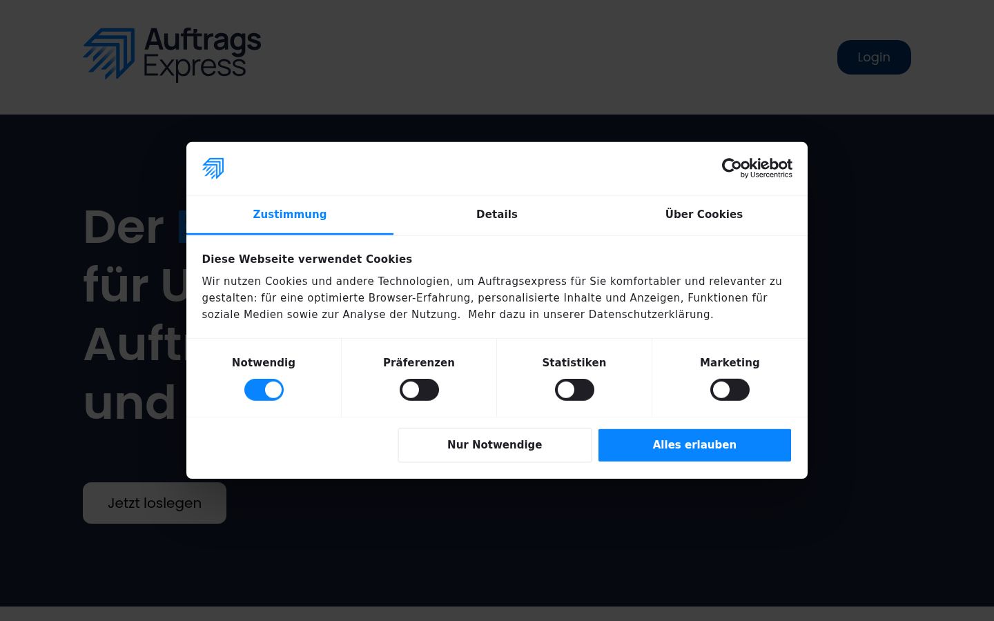 Screenshot del banner di consenso mostrato prima di qualsiasi interazione