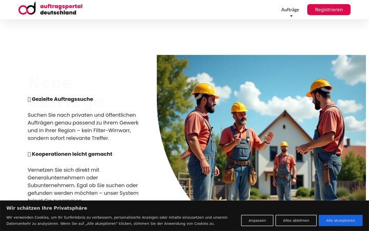 Screenshot of auftragsportal-deutschland.de