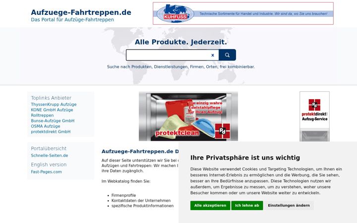 Screenshot of aufzuege-fahrtreppen.de