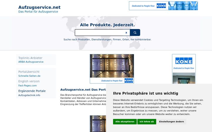 Screenshot of aufzugservice.net
