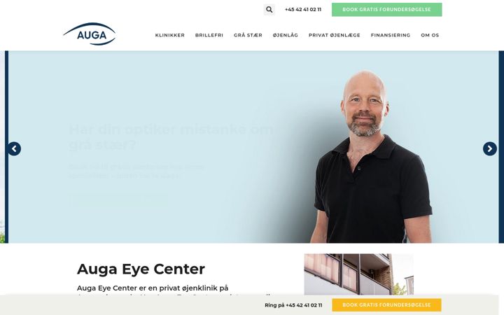 Screenshot stránky augaeyecenter.dk
