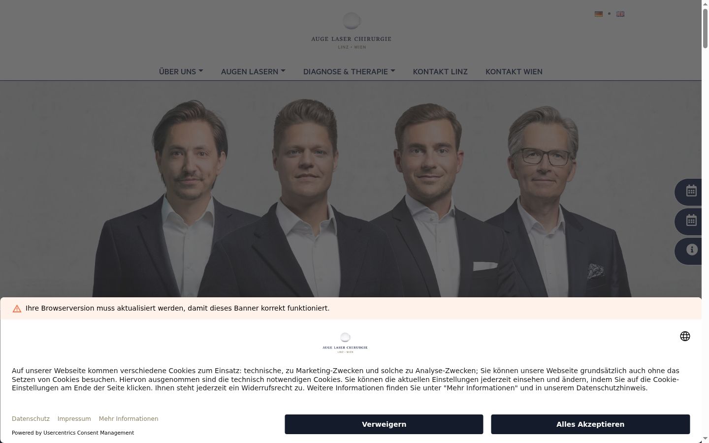 Skärmbild av samtyckesbannern som visades före någon interaktion