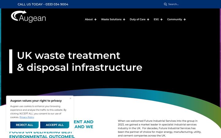 Screenshot of augean.co.uk