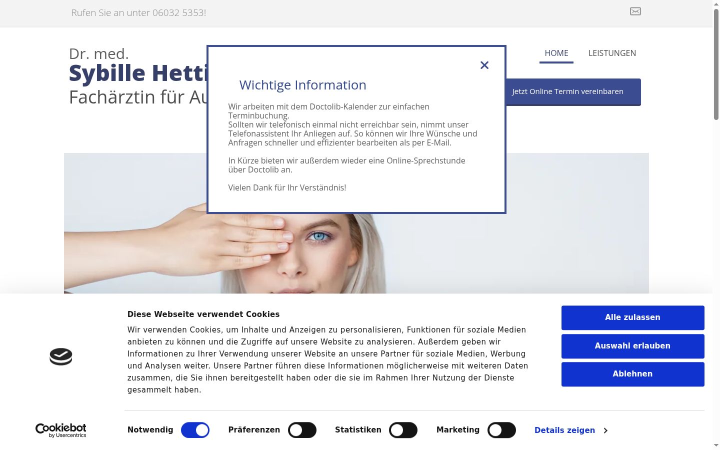 Screenshot of the consent banner shown before any interaction