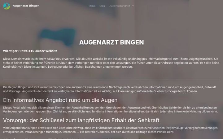 Skjámynd af augenarzt-bingen.de