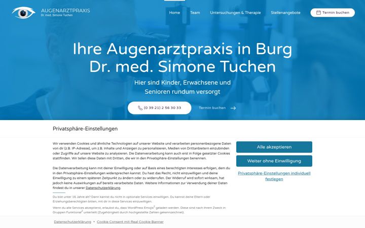 Screenshot of augenarzt-burg.de
