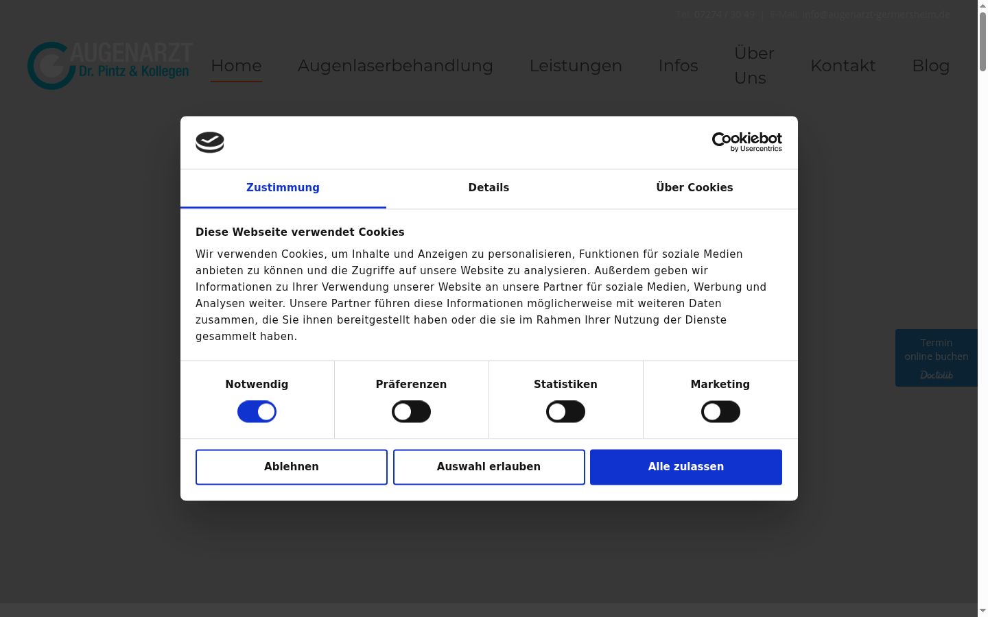 Screenshot del banner di consenso mostrato prima di qualsiasi interazione