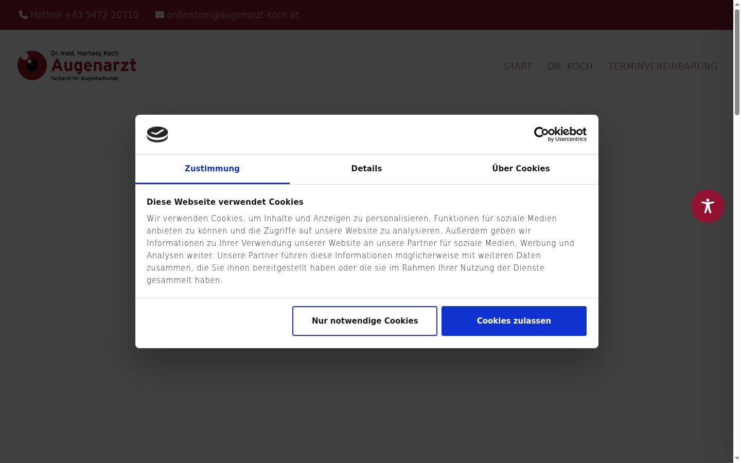 Screenshot of the consent banner shown before any interaction
