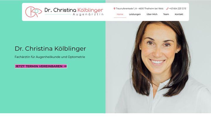 Screenshot of augenarzt-koelblinger.at