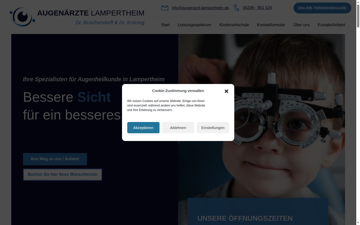 Screenshot des Einwilligungsbanners vor jeglicher Interaktion