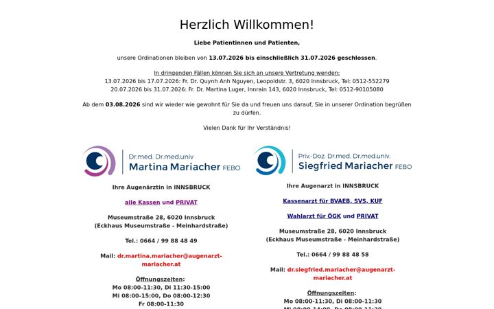 Screenshot of augenarzt-mariacher.at
