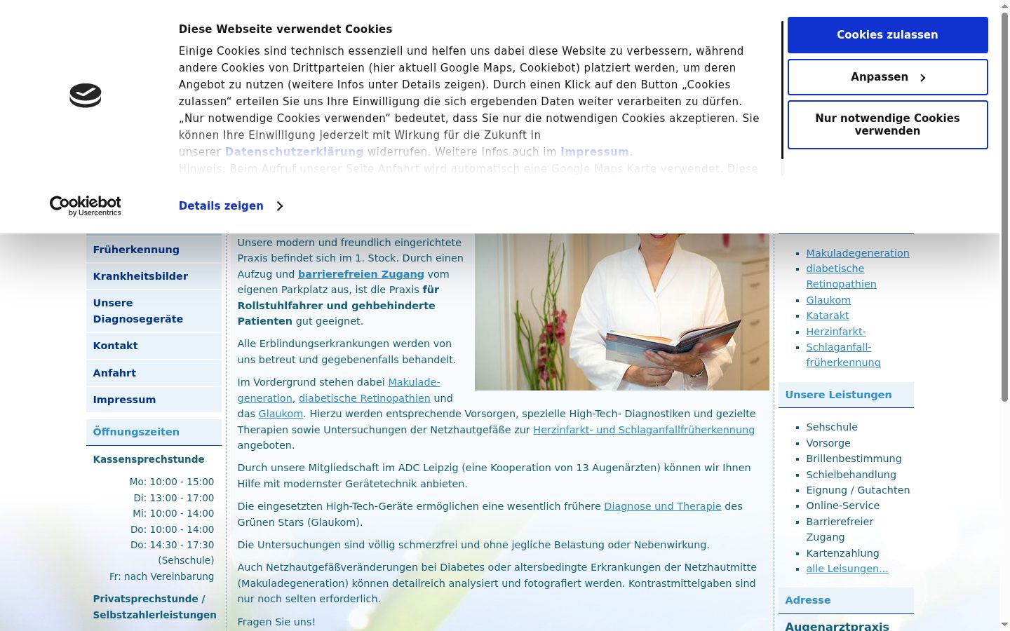 Captura de pantalla del banner de consentimiento mostrado antes de cualquier interacción