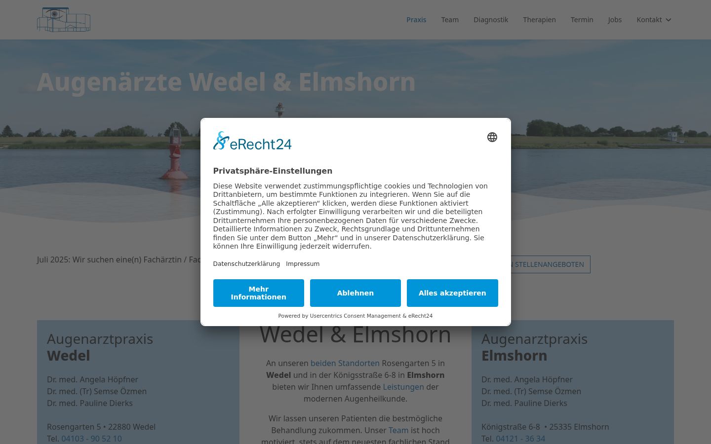 Screenshot van de toestemmingsbanner zoals getoond vóór enige interactie