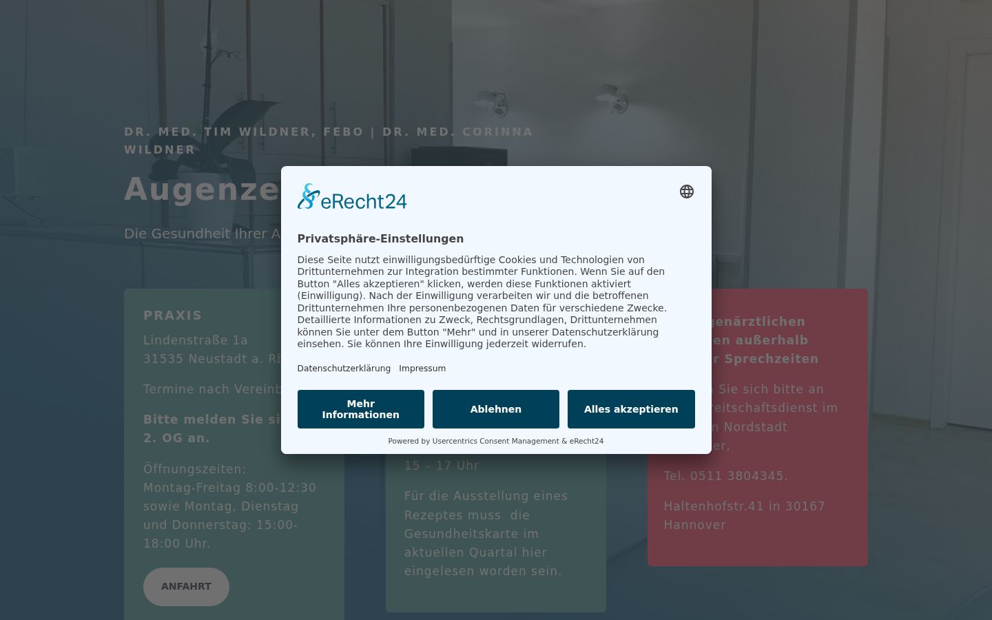 Screenshot del banner di consenso mostrato prima di qualsiasi interazione