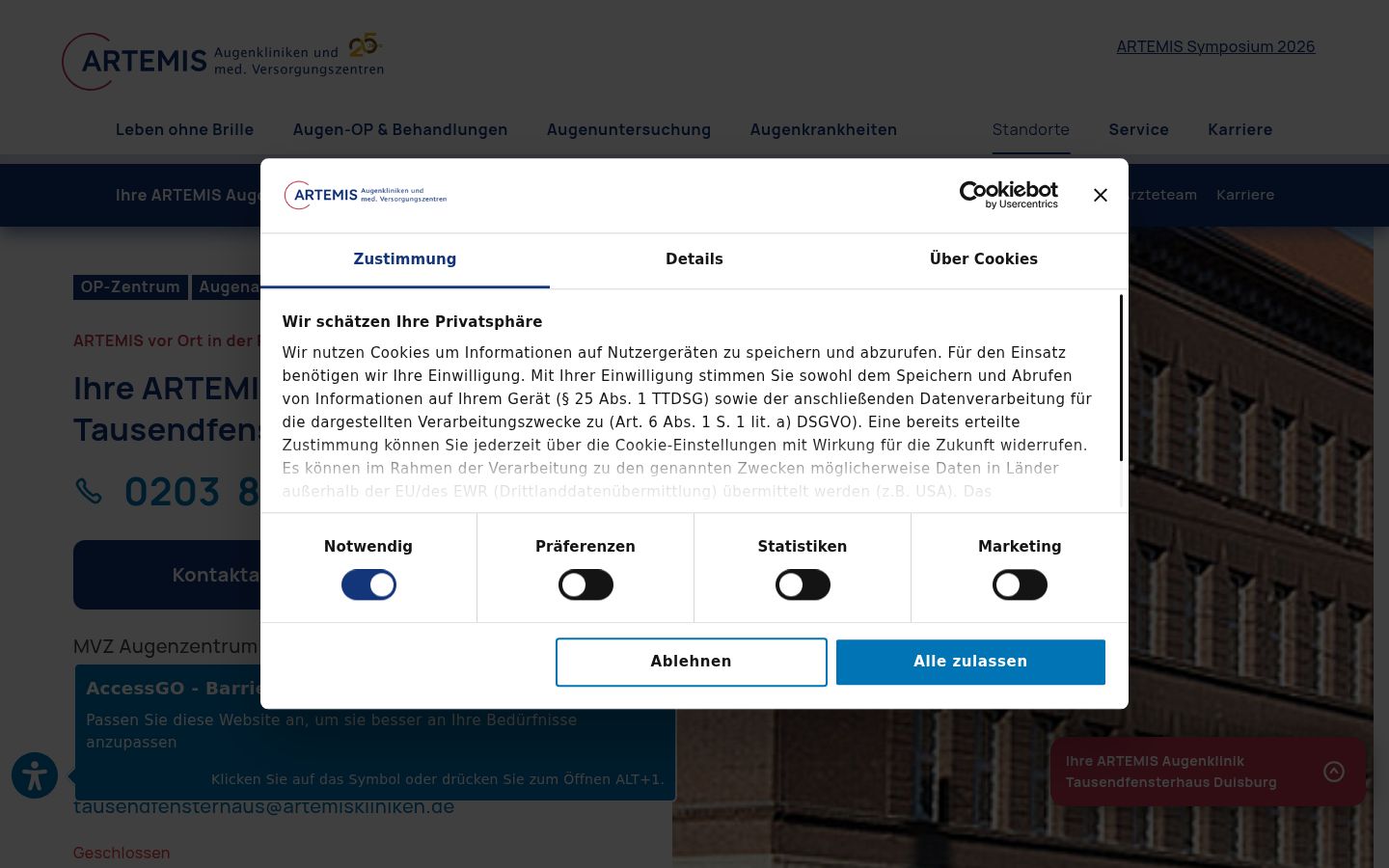 Screenshot del banner di consenso mostrato prima di qualsiasi interazione