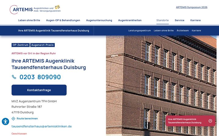 Screenshot of augenklinik-tausendfensterhaus.de