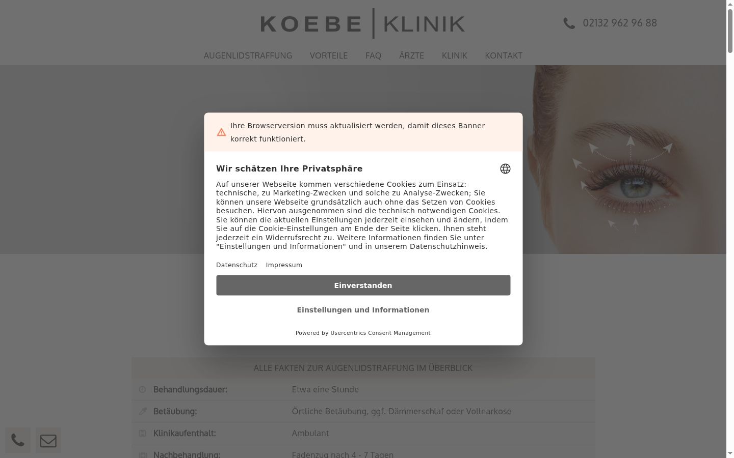 Screenshot of the consent banner shown before any interaction