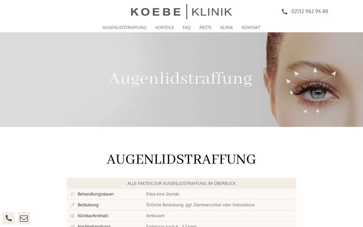 Screenshot of augenlidstraffung-duesseldorf.de