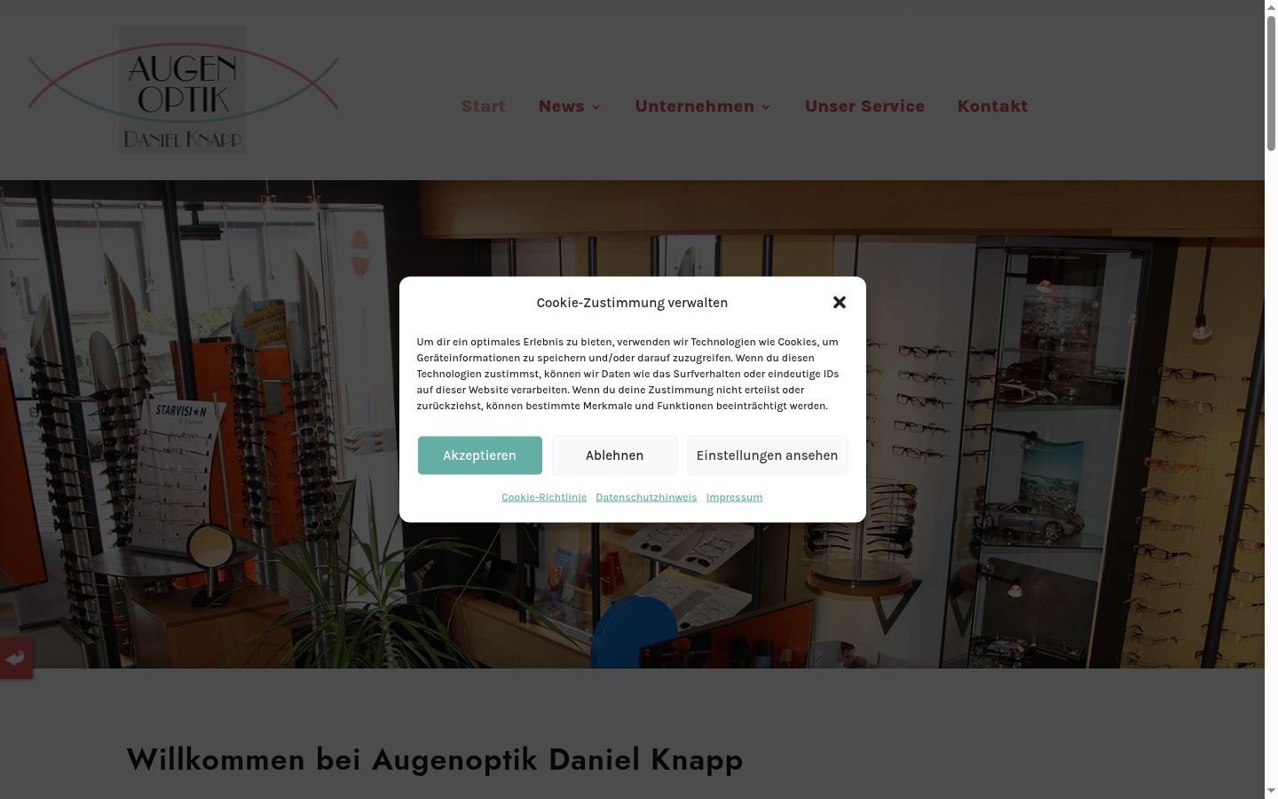Screenshot of the consent banner shown before any interaction