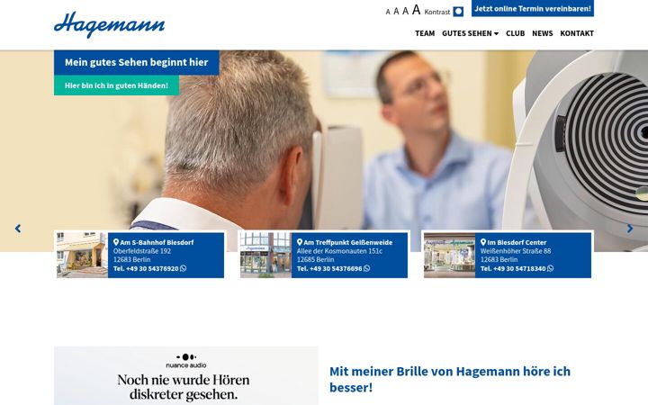 Screenshot of augenoptik-hagemann.de